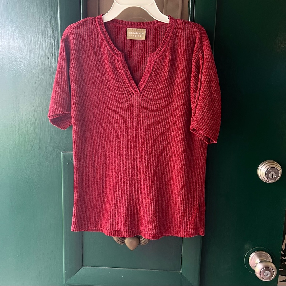 Liz Claiborne Rich Red Ribbed Sweater